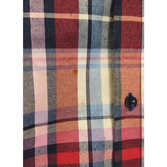 Blac Laquer Red Blue Plaid Long Sleeve Button Down Dress Shirt Heavy Duty SizeXL - Picture 6 of 7